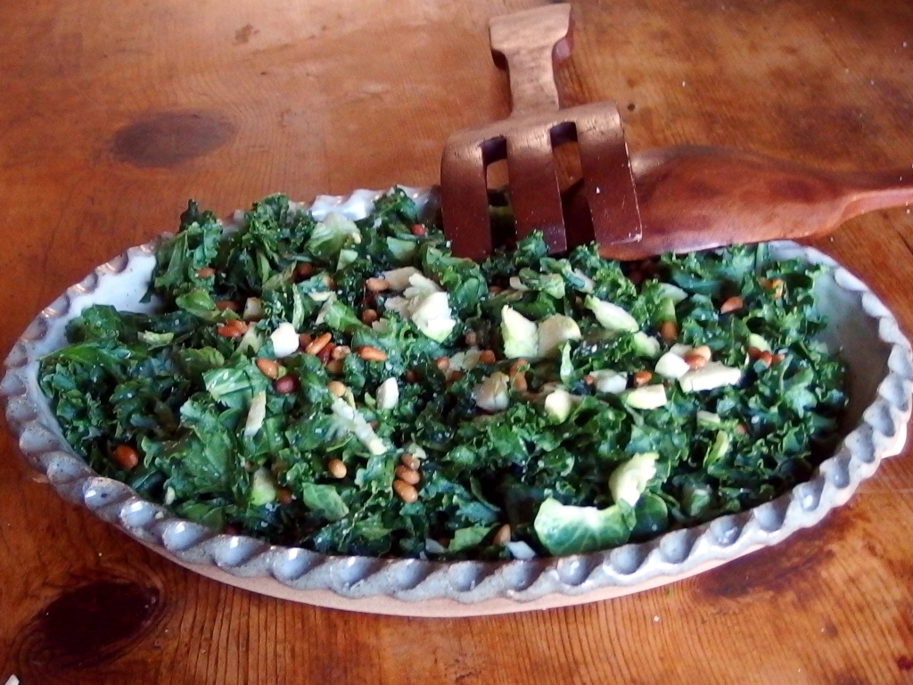 Raw Kale and Brussels Sprouts Salad | danicaliforniacooks.com