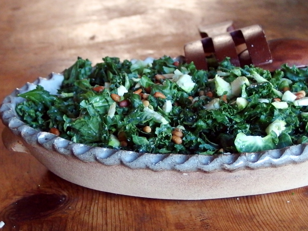 Raw Kale and Brussel Sprouts Salad | danicaliforniacooks.com