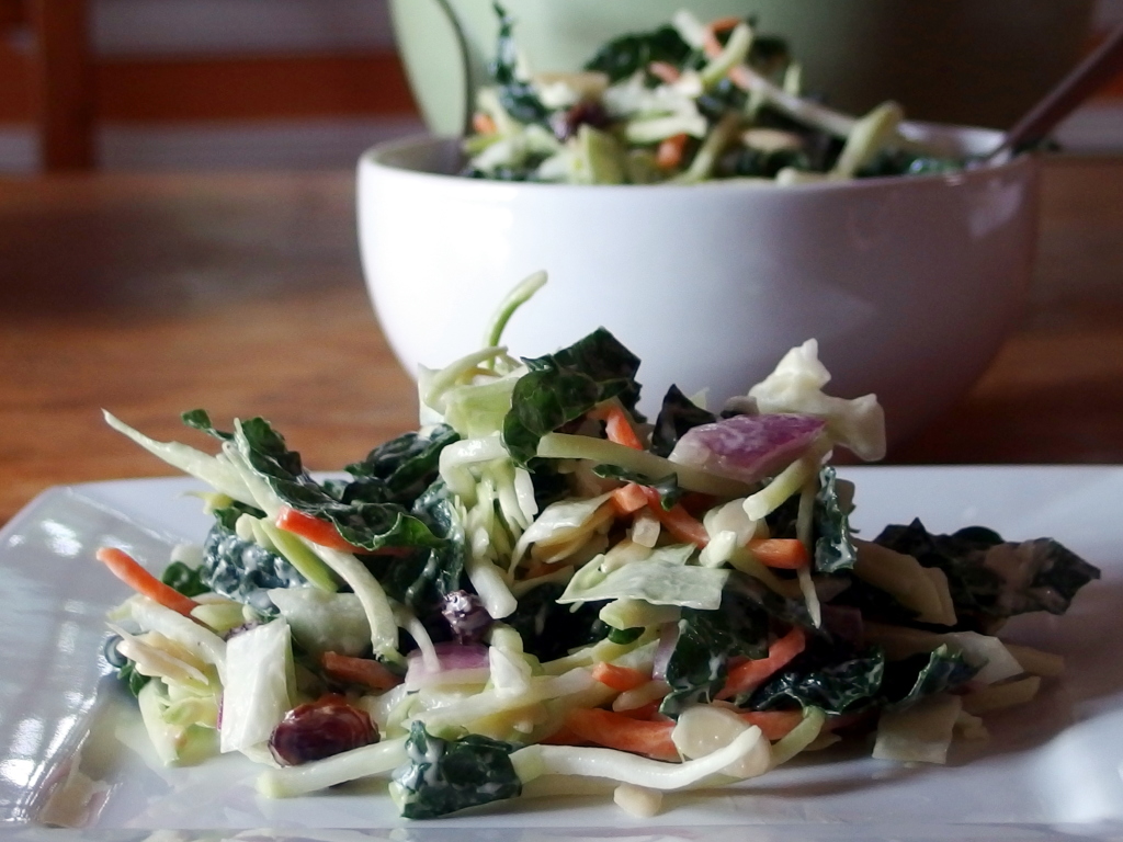 Apple Cider Vinegar Coleslaw with Almonds and Raisins | danicaliforniacooks.com