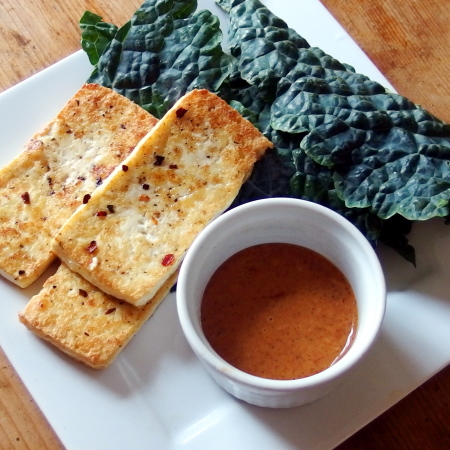 Crispy Tofu with Spicy Ginger Almond Butter Sauce