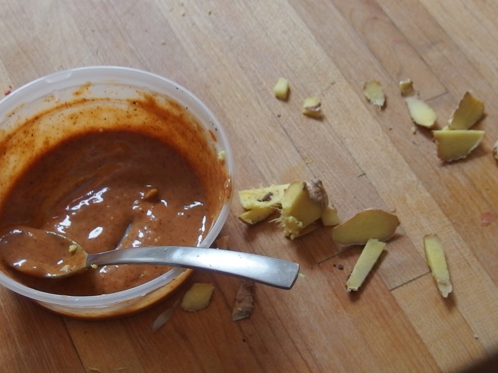Spicy Ginger Almond Butter Sauce with Tofu | danicaliforniacooks.com