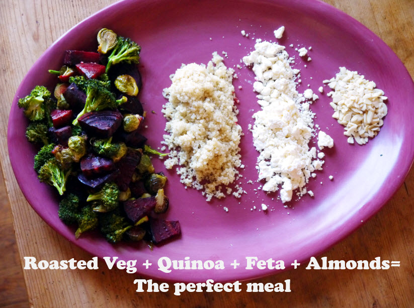 Quinoa with Roasted Vegetables, Feta, and Almonds | danicaliforniacooks.com