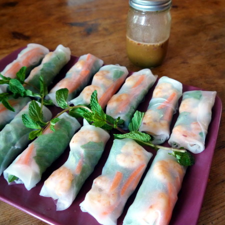 Fresh Shrimp Spring Rolls with Peanut Dipping Sauce + One More Cooking Resolution Down