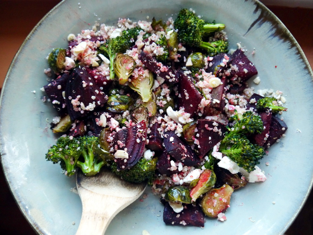 Quinoa with Roasted Vegetables, Feta, and Almonds | danicaliforniacooks.com