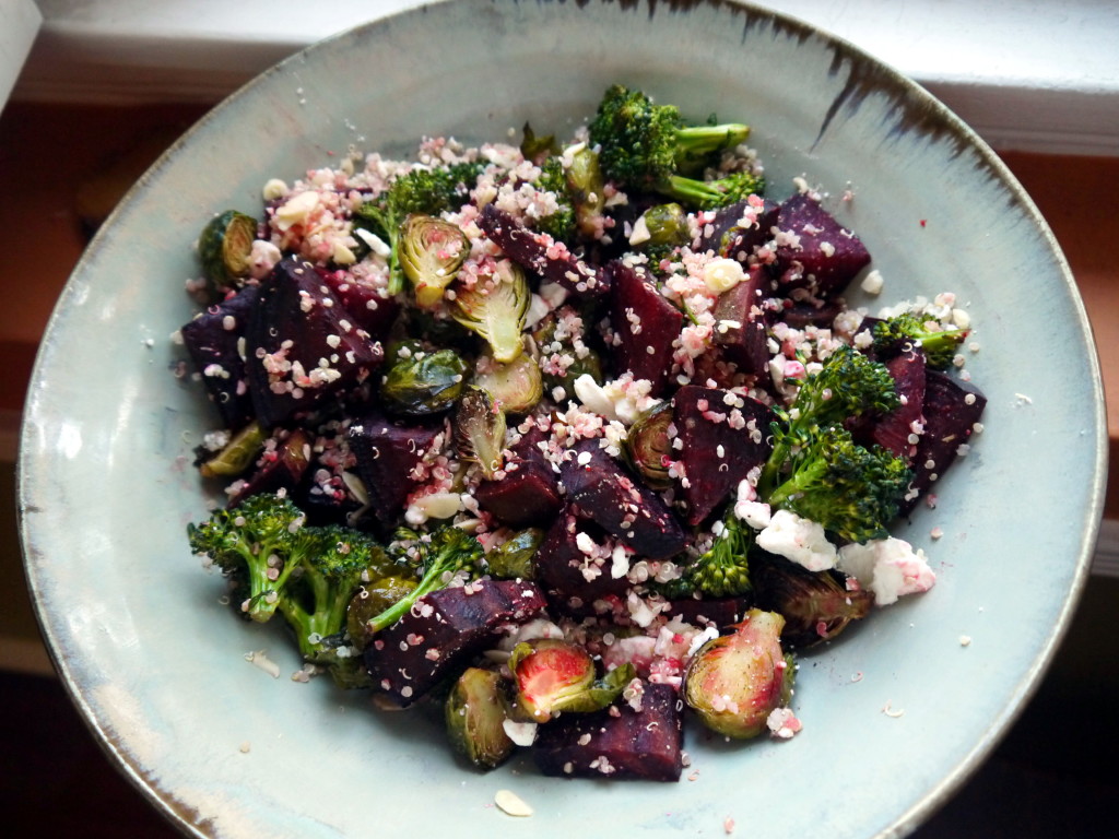 Quinoa with Roasted Vegetables, Feta, and Almonds | danicaliforniacooks.com