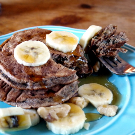 Banana Walnut Oat Pancakes