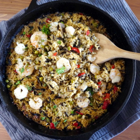 Skillet Coconut Curry Shrimp Bake