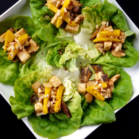 Tofu Lettuce Wraps with Mango