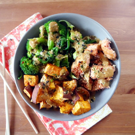 Salmon Bowls with Miso Dressing