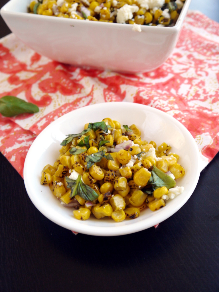 Roasted Corn, Feta, and Basil Salad | danicaliforniacooks.com