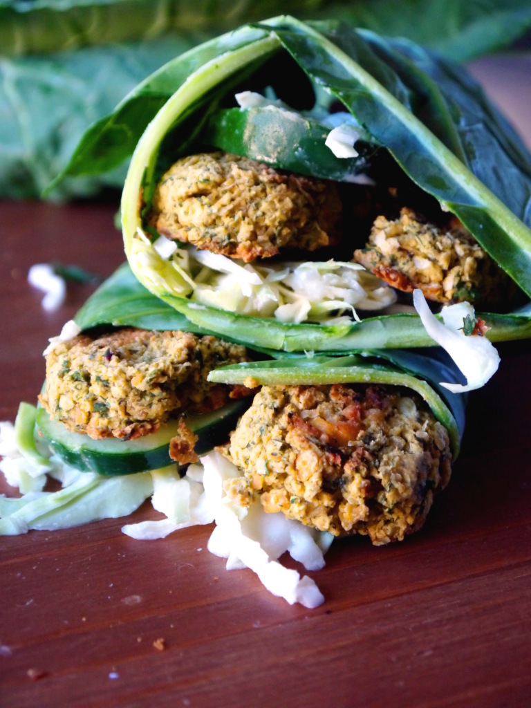 Falafel Collard Wraps with Tahini Coleslaw | danicaliforniacooks.com