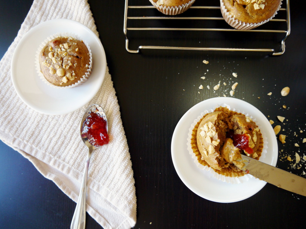 Peanut Butter and Jelly Muffins (gluten free, dairy free) | danicaliforniacooks.com,