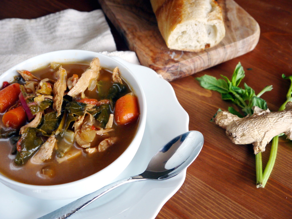 Ginger Miso Chickpea and Chicken Soup | danicaliforniacooks.com