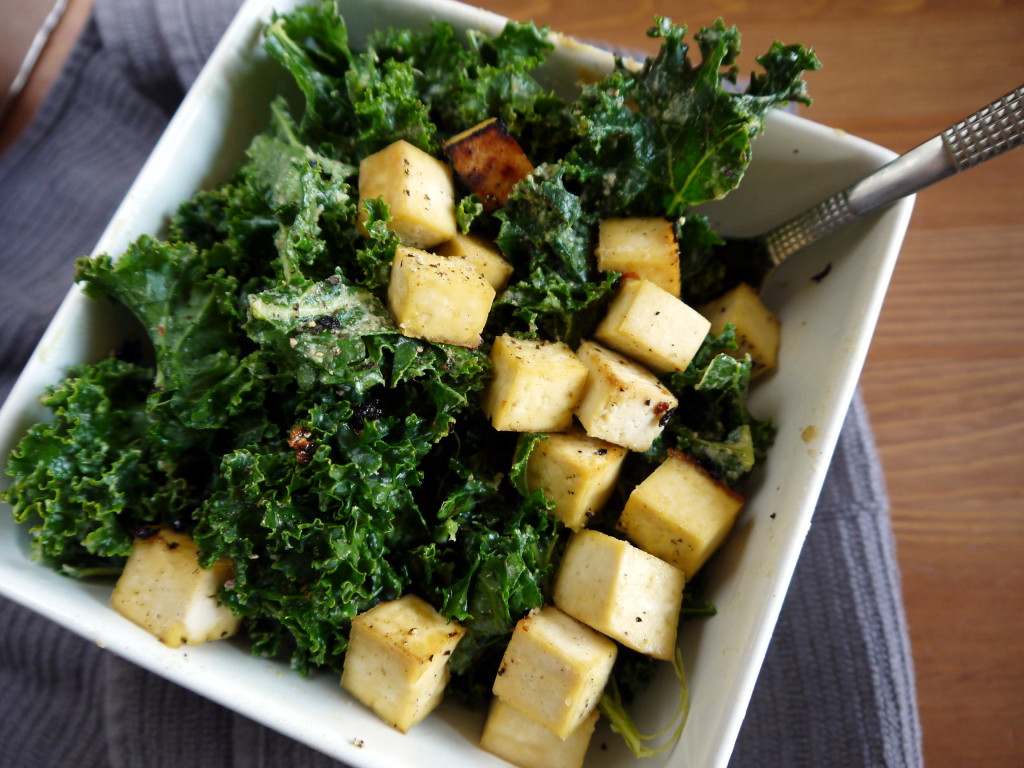 Baked Lemon Garlic Tofu and Kale Salad | danicaliforniacooks.com
