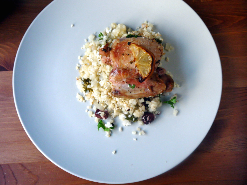 Lemon Chicken with Greek-Inspired Cauliflower PIlaf | danicaliforniacooks.com