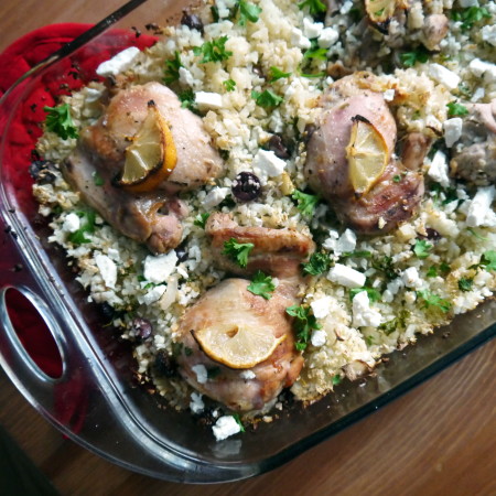 Lemon Chicken with Greek-Inspired Cauliflower Pilaf