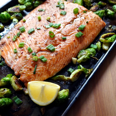 Honey Ginger Salmon and Brussels Sprouts
