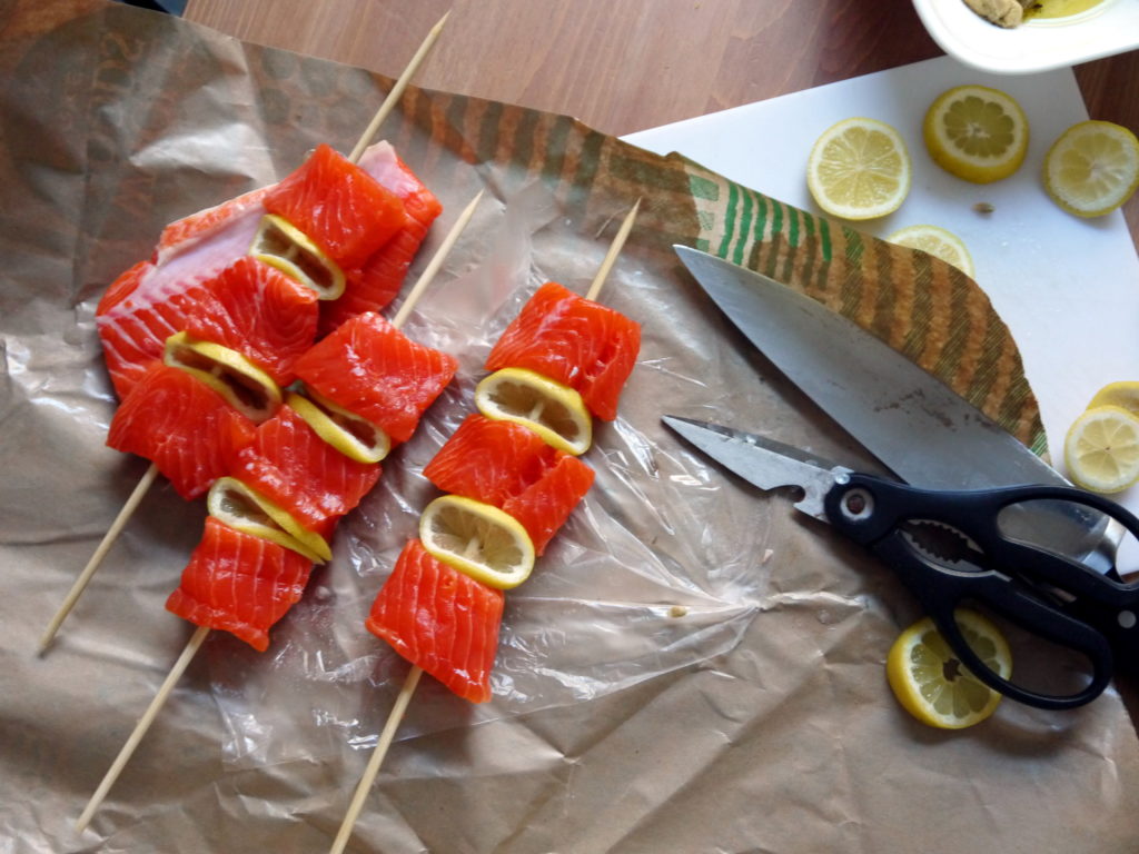 Grilled Dijon Salmon Skewers | danicaliforniacooks.com