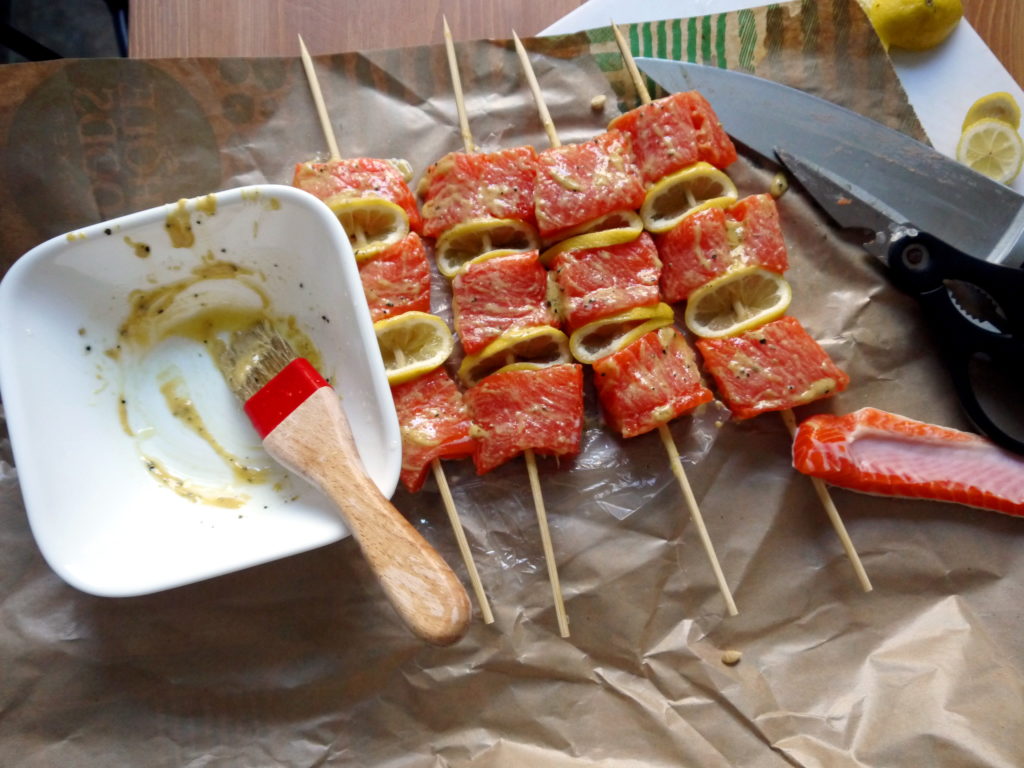Grilled Dijon Salmon Skewers | danicaliforniacooks.com